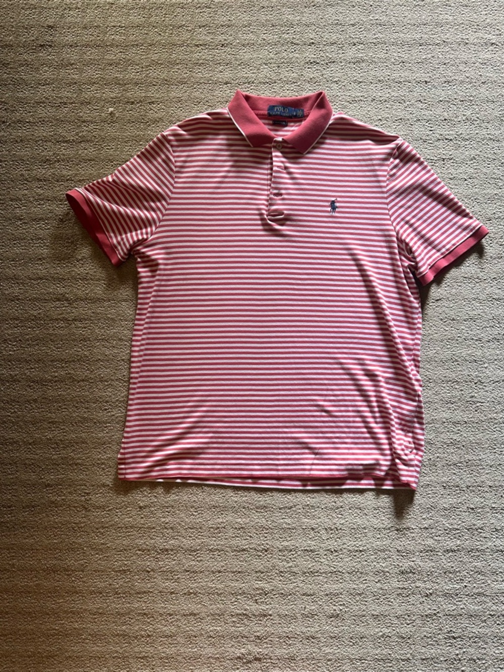 Polo by Ralph Lauren Men’s Pink & White Striped Polo Shirt